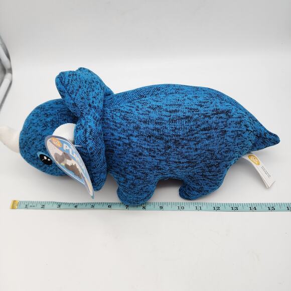 Toy Box Blue Triceratops Knit Dinosaur Plush 15" Embroidered Eyes Stuffed Animal - Picture 5 of 8